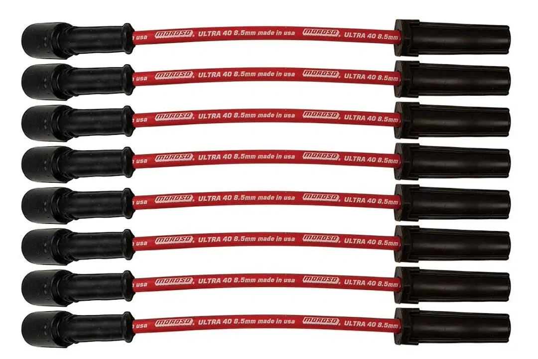73743 – MOROSO Spark Plug Wire Set, For Use With GM LS/ LT Series Engines Red 8.5 Millimeter Silicone Spiral Wound Co...